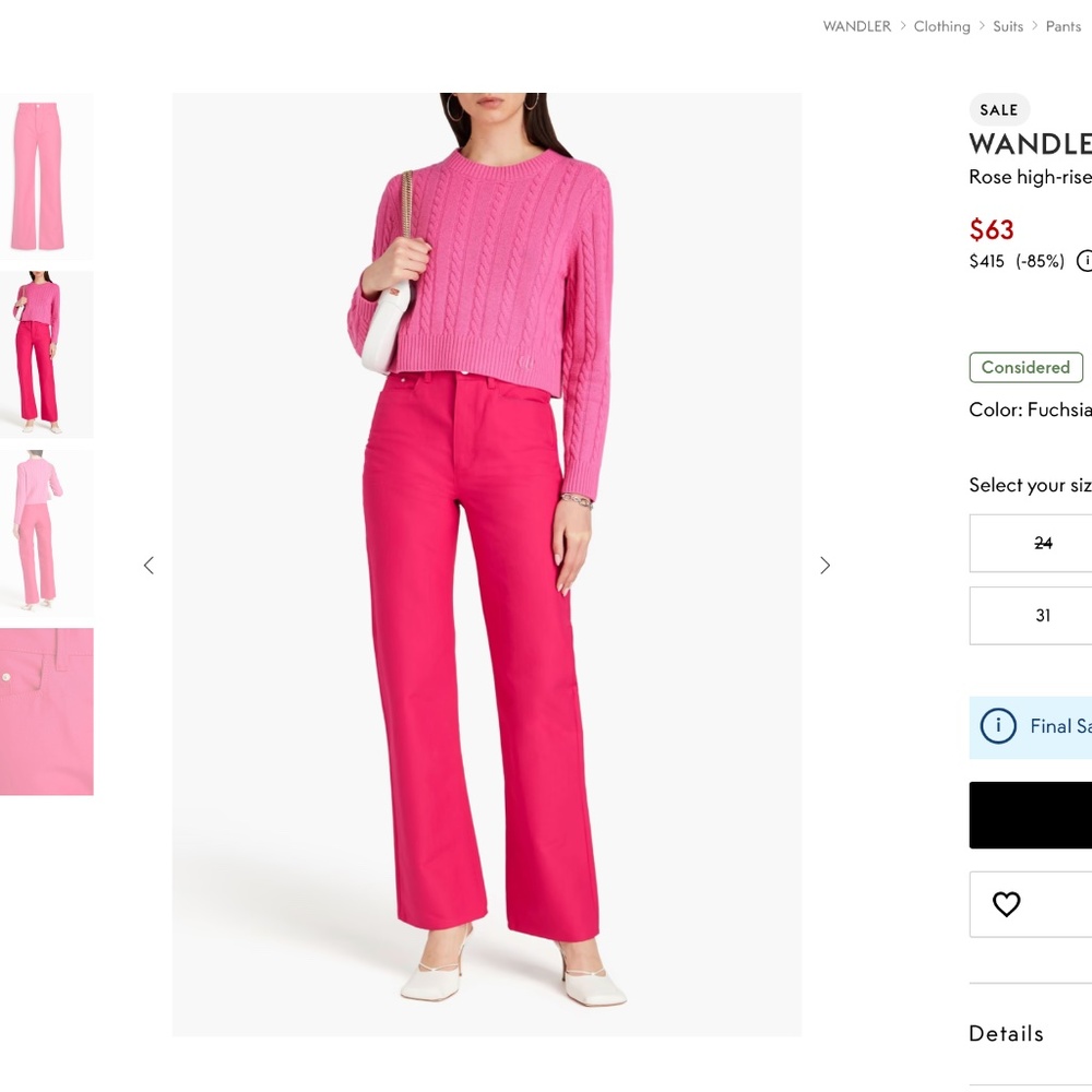WANDLER Rose high-rise straight-leg jeans Size 27